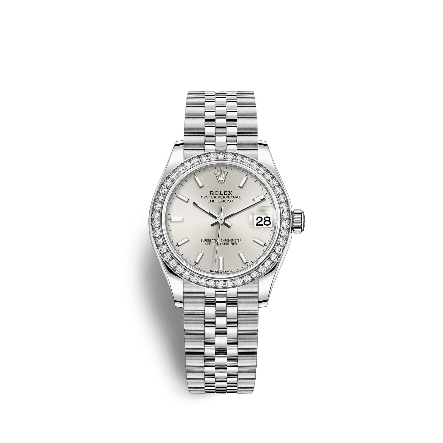 Datejust 31, Oystersteel, 18kt White Gold and diamonds, Ref# 278384RBR-0016